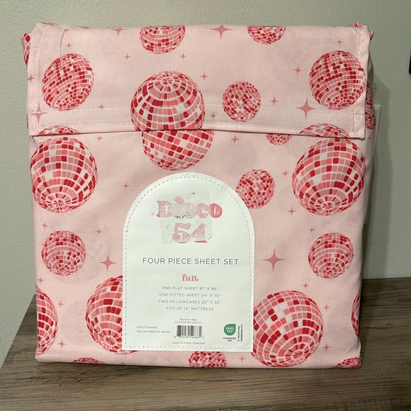 NWT! DISCO 54 FULL SIZE PINK DISCO BALL SHEET SET - Picture 5 of 7